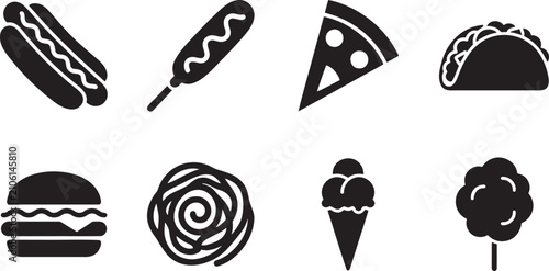 Obraz na płótnie Fast food snacks hamburgers and junk food concession stand icons