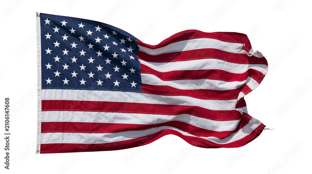 Fototapeta premium Waving American flag transparent PNG isolated patriotic USA symbol cutout for Independence Day design