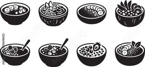 Healthy acai berry bowls organic breakfast smoothies with fruit