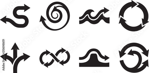 Cuadro en lienzo Directional arrows loop cycles infinity pathways and junction icons