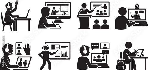 Cuadro en lienzo Online distance learning web conferences and corporate webinars