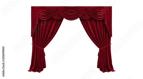 Photography Red theater curtain transparent PNG, isolated stage drape cutout for performance
