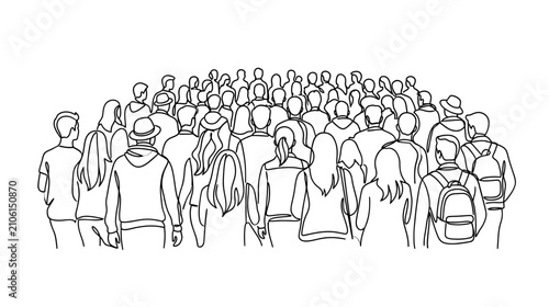 Crowd of People Line Art Illustration