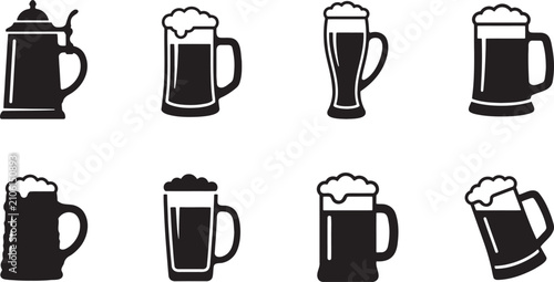 Bild auf Leinwand Foaming beer mugs pint glasses and Oktoberfest brewery tankards