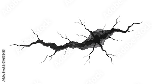 Photography Wall crack transparent PNG isolated fissure cutout, damaged surface fracture cli