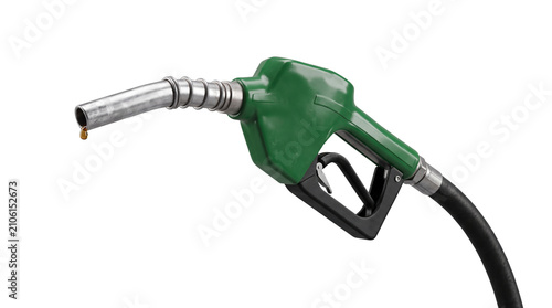 Cuadro en lienzo Green gasoline pump nozzle transparent PNG isolated fuel dispenser handle cutout