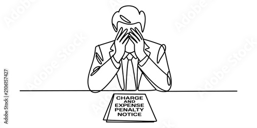 Tableau sur toile Stressed businessman sitting at a desk and looking at a charge and expense penal