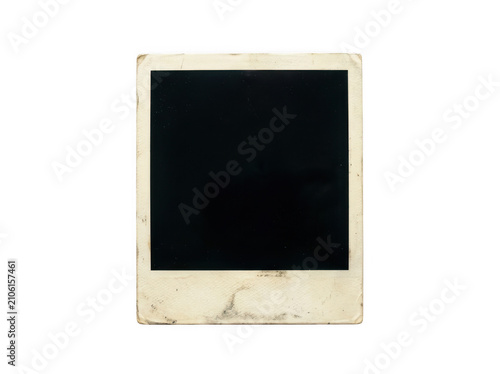 Old vintage polaroid photo frame with a blank dark center