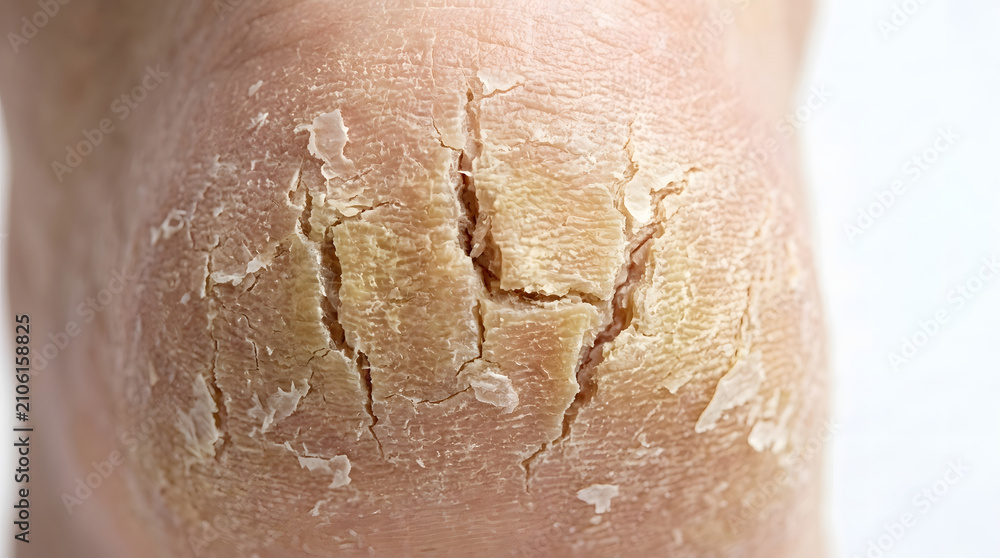 Fototapeta premium Close up of dry cracked skin on a heel.