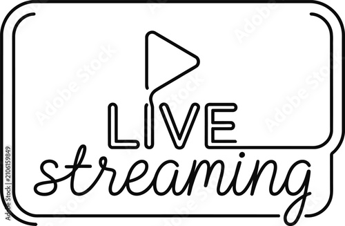 Картината върху платно Minimalist continuous line art design for live streaming broadcast icon