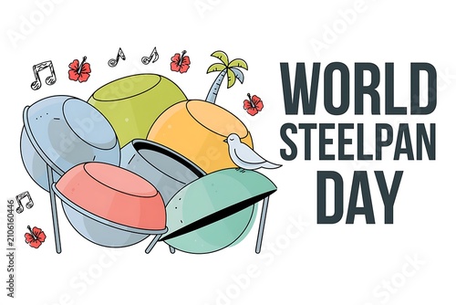 Colorful steelpan drums illustration celebrating tropical music