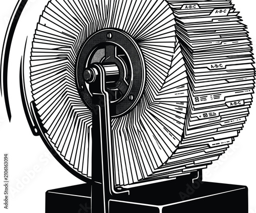 Cuadro en lienzo Vintage desktop rotary card file rolodex index organizer wheel filled with alpha