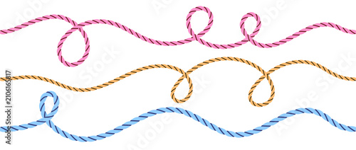 Принти на полотні Pink yellow blue rope wave pattern collection
