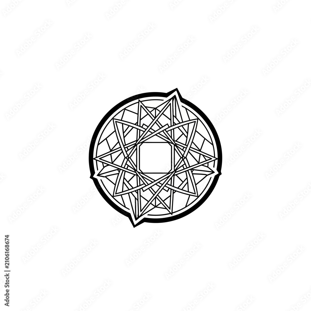 Obraz premium Abstract Geometric Star Mandala Outline Design