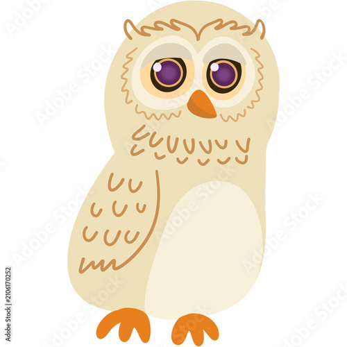 Cute barn brown owl bird illustration isolated on white background, hand drawn vector graphic element for storybook, nursery decor, or kids design.