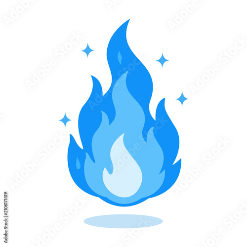 Blue Magical Flame Icon Flat Vector Illustration Isolated on White Background