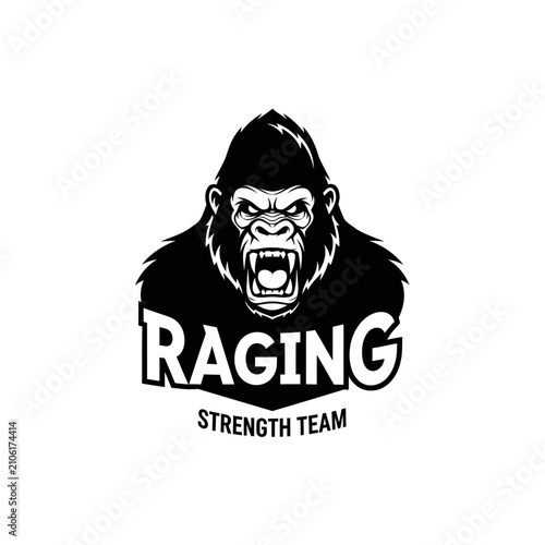 Aggressive Gorilla Mascot Logo - Raging Strength Team