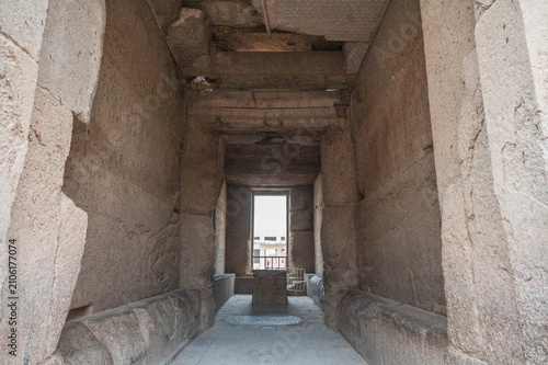 Dark Granite Sanctuary Corridor Leading to Light at Karnak Temple Luxor