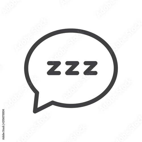 Outline sleeping time bubble icon.