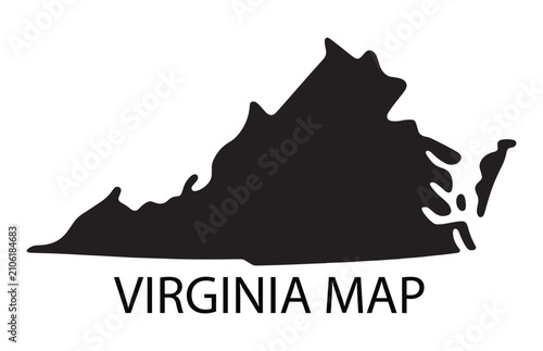 Virginia state map silhouette icon isolated on white background simple black flat vector graphic.