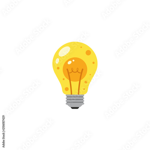 Yellow dripping lightbulb idea flat icon.