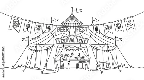 Beer Fest Festival Tent Hand Drawn Sketch - Celebration Event