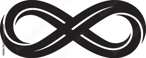 Foto Modern infinity black graphic reflecting boundless creativity, seamless continuity, and powerful visual communication with a sleek minimalist aesthetic