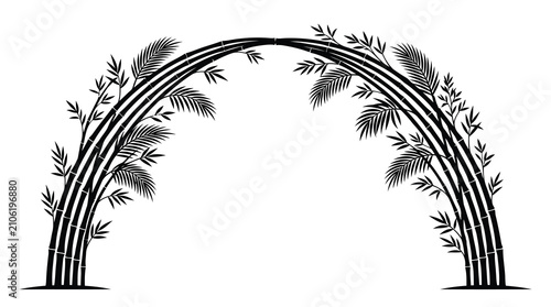 Quadro su tela Black archway with leaves on white background