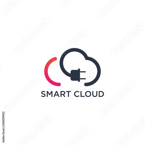 Creative Cloud Plug Logo Design Modern Technology Electric Power Vector Icon