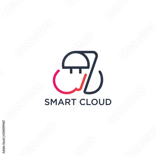 Creative Cloud Plug Logo Design Modern Technology Electric Power Vector Icon