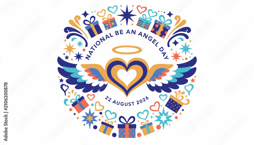 Obraz premium National be an angel day badge with heart and wings