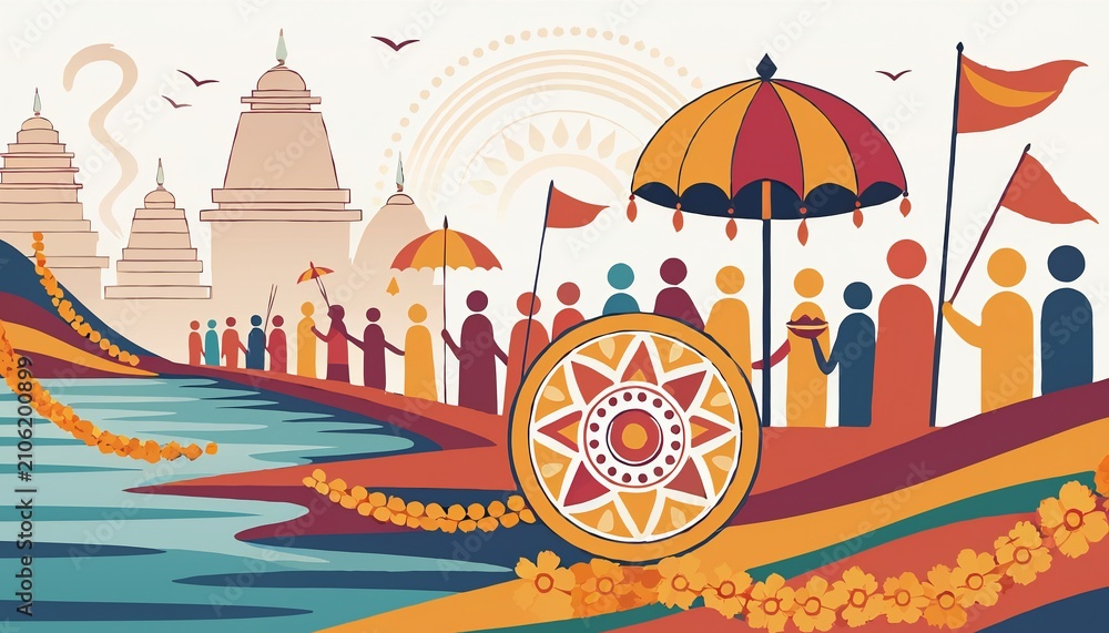 Fototapeta premium Illustration abstract Kumbh Mela Festival vector