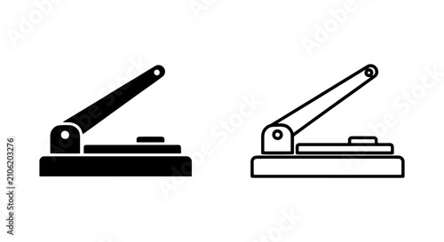 Photos Office Hole Punch Icons, Black and White Simple Vector Graphics for Document Pre