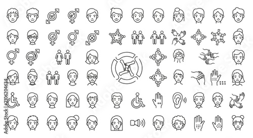 Human avatar icons and accessibility symbols provide a versatile set for user interface design and digital platforms.
