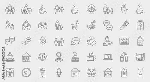 Icons depicting accessibility and inclusive social communication demonstrate a commitment to diversity and human connectivity.