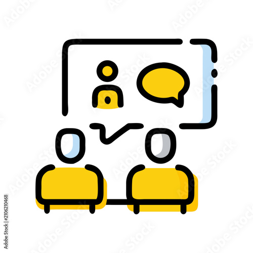 Video conference icon. Online meeting and remote communication vector illustration.
