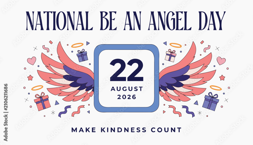 Obraz premium National be an angel day graphic with wings and gifts