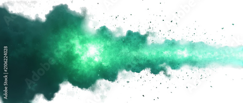 Glowing Green Smoke Plume Trail with Bright Core, Isolated on Transparent Background