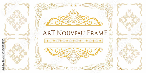 Fotografía art nouveau frame collection in gold vector style ornate decorative elegant vint