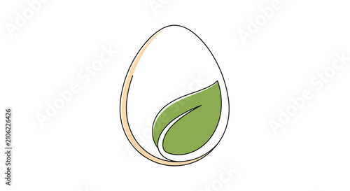 Minimalist Egg and Leaf Logo Representing Ecology and Natural Growth