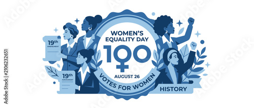 Women's Equality Day Celebration with Diverse Women and Voting Rights Theme