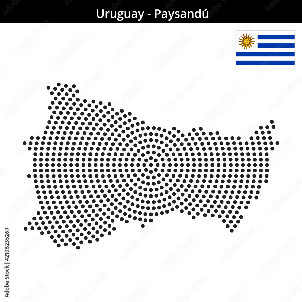 Fototapeta premium Map of Uruguay region Paysandú in concentric medium dots
