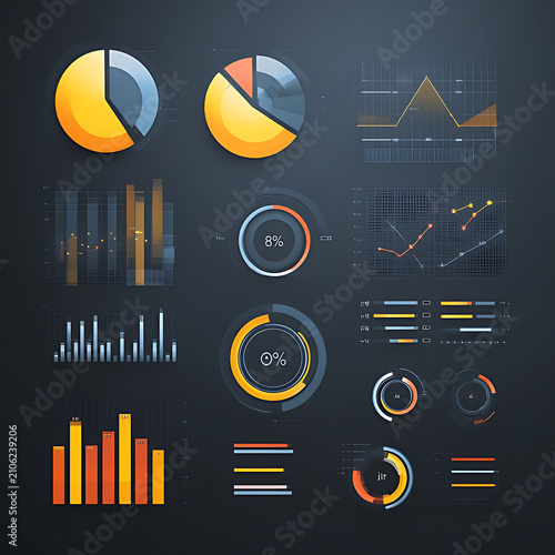 Bar Chart And Pie Chart Vector Design With Data Visualization Elements