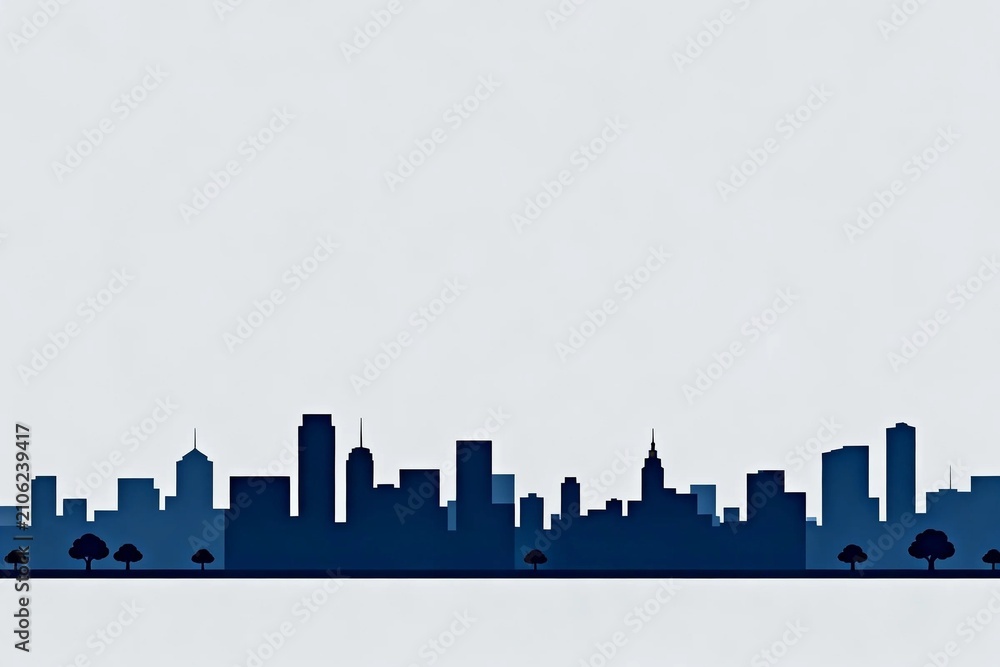 Fototapeta premium Minimalist City Skyline Silhouette