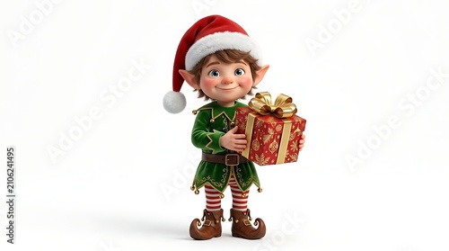 Charming christmas elf with gift spreading merry christmas cheer and holiday magic
