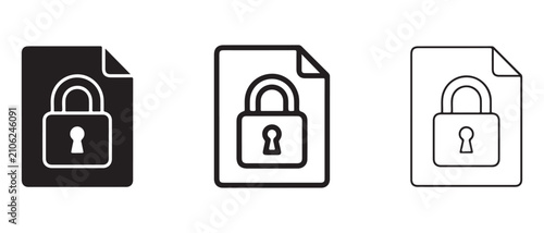 Secure document icons with padlock symbols representing encrypted or protected files in various styles