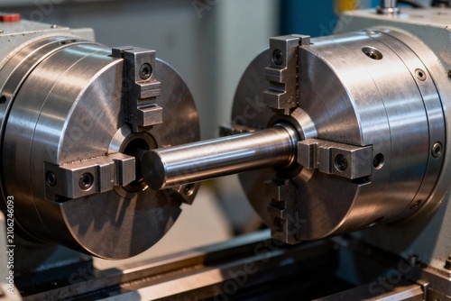 Industrial Lathe Machine in Action