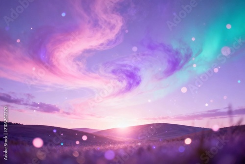 Enchanted Aurora Over Rolling Hills