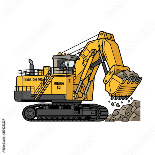 Fotografie Depicting Heavy Duty Mining Shovel Crisp Professional Photo