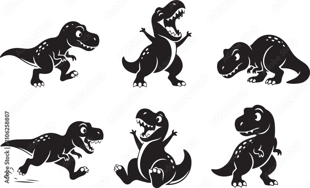 Obraz premium Set of Tyrannosaurus. Hand drawn vector illustration